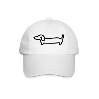 Dackel Line Art – Lustiges Hunde Design - Baseballkappe - Weiß/Weiß - Vorne