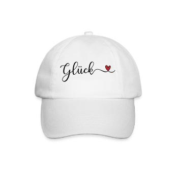 Glück mit Herz - Baseballkappe - Weiß/Weiß - Vorne