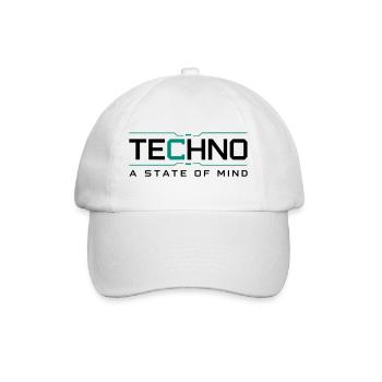 Techno - A State of Mind - Baseballkappe - Weiß/Weiß - Vorne