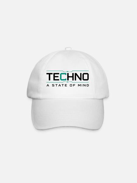Techno - A State of Mind - Baseballkappe - Weiß/Weiß