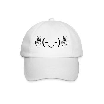 Émote ✌ de la paix (-‿-) ✌ Victoire Kaomoji - Casquette classique - blanc/blanc - Devant