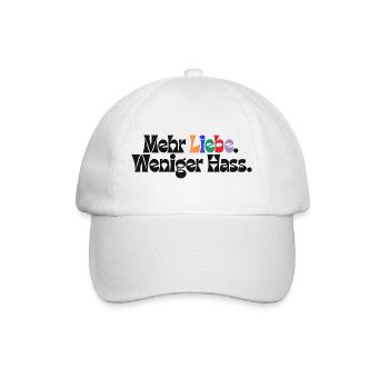 Mehr Liebe Weniger Hass outfit csd  Demokratie Fan - Baseballkappe - Weiß/Weiß - Vorne
