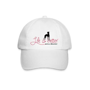 Life is better - Whippet - Baseball Cap - white/white - Front