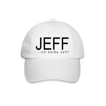 Jeff..ich heiße Jeff - Baseballkappe - Weiß/Weiß - Vorne