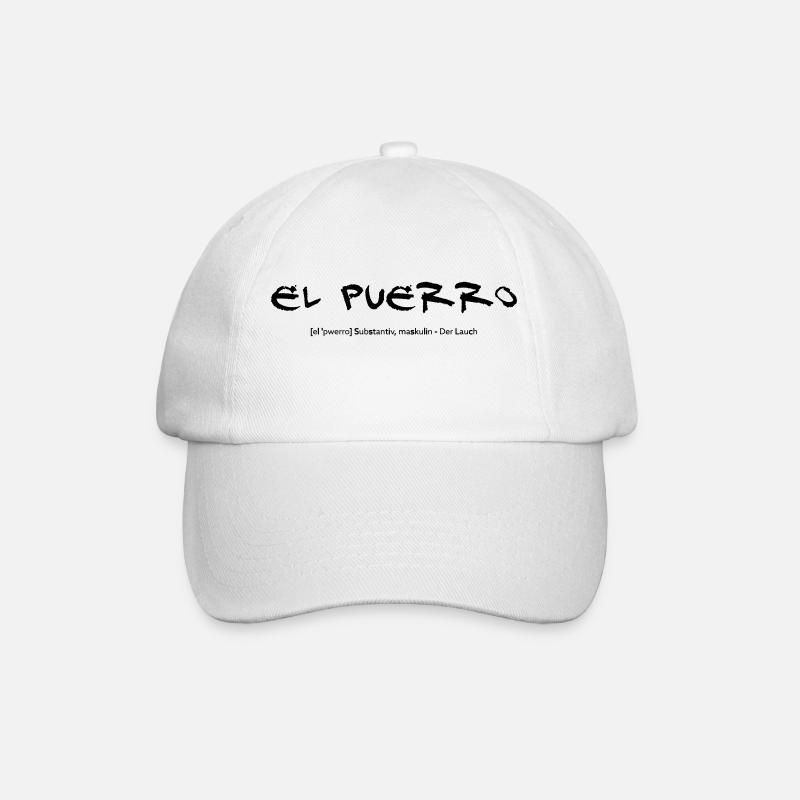 El Puerro - Der Lauch - Baseballkappe - Weiß/Weiß