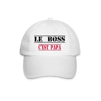 Le boss c'est papa - Baseballkappe - Weiß/Weiß - Vorne