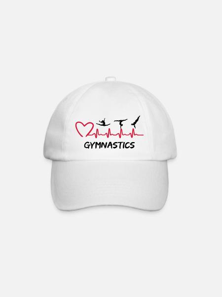 ECG de gymnastique, gymnaste et battement de coeur - Casquette classique - blanc/blanc