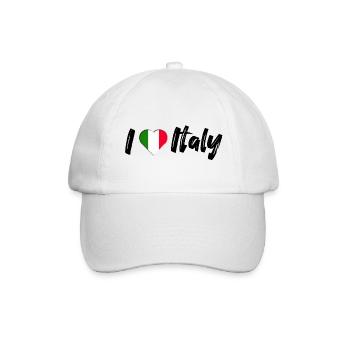 I love Italy Italien Spruch mit Herz Urlaub - Baseballkappe - Weiß/Weiß - Vorne