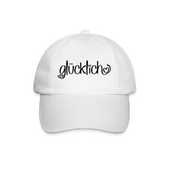 glücklich - Baseballkappe - Weiß/Weiß - Vorne