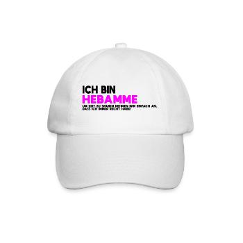 Hebamme Pink Aufdruck Geburt - Baseballkappe - Weiß/Weiß - Vorne