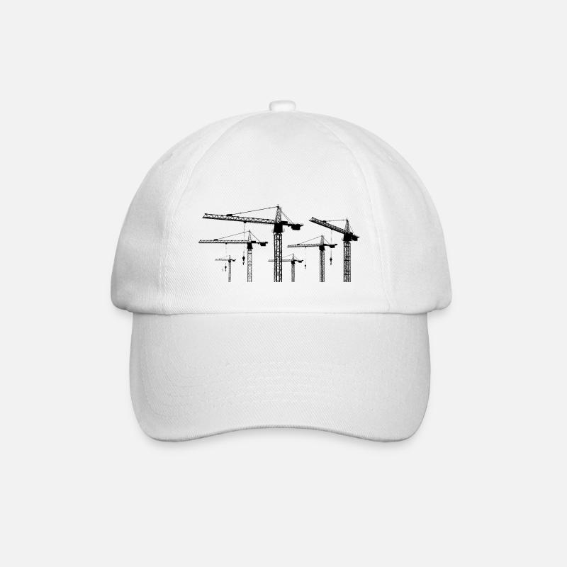 Silhouette noire avec des grues de construction - Casquette classique - blanc/blanc