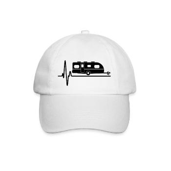 Caravan Heartbeat ECG Camper Camping Funny - Baseball Cap - white/white - Front