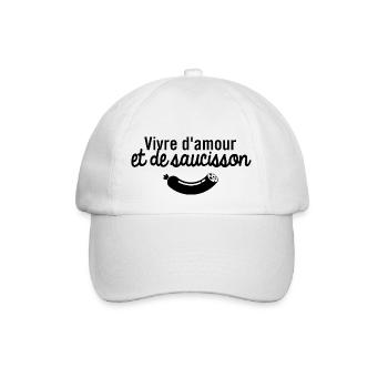 Vivre d'amour et de saucisson - Casquette classique - blanc/blanc - Devant