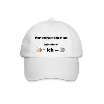 Bier-Mathematik – Subtraktion kann so einfach sein - Baseballkappe - Weiß/Weiß - Vorne
