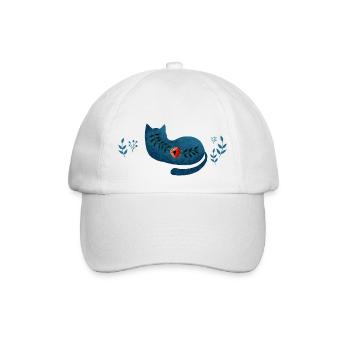 Blaue Katze, Blaue Katze - Baseballkappe - Weiß/Weiß - Vorne