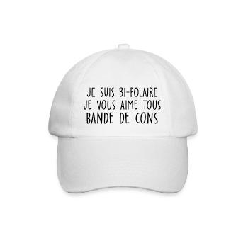 je suis bi polaire je vous aime tous - Casquette classique - blanc/blanc - Devant
