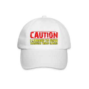 Caution I Learned To Drive Through Video Games 4 - Baseball Cap - white/white - Front