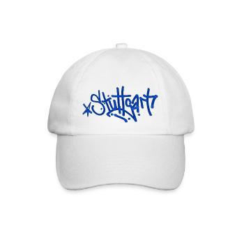 Stuttgart - Tag Grafitti Schriftzug BLAU - Baseballkappe - Weiß/Weiß - Vorne