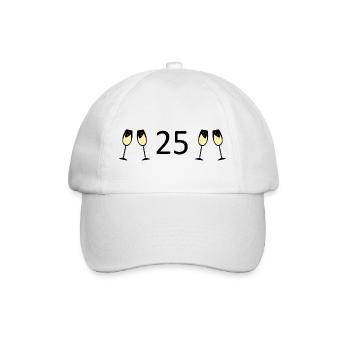 25.Geburtstag 25 Jahre Jubiläum 25 Jahre Zahl 25 - Baseballkappe - Weiß/Weiß - Vorne
