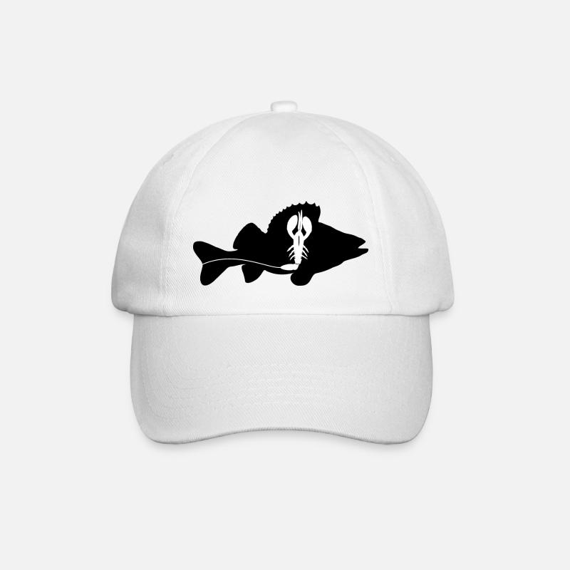 Perch with Creature Bait - black - Baseball Cap - white/white