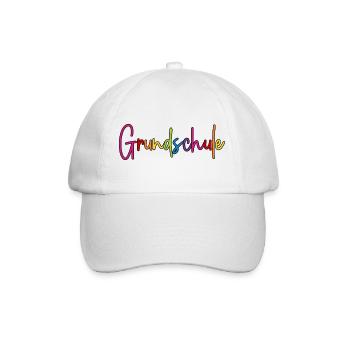 Grundschule Schrift bunt Regenbogen Farben - Baseballkappe - Weiß/Weiß - Vorne