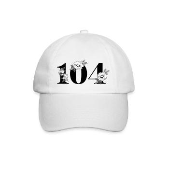 Numéro 104 floral noir - 104e anniversaire floral - Casquette classique - blanc/blanc - Devant