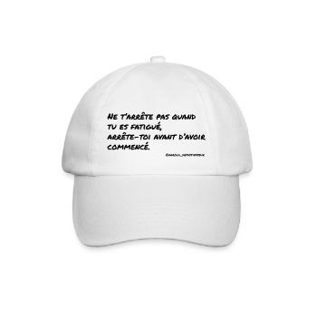 Ne t'arrête pas quand tu es fatigué,... - Casquette classique - blanc/blanc - Devant