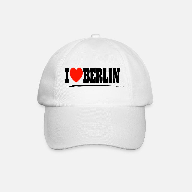I Love Berlin Schriftzug mit rotem Herz - Baseballkappe - Weiß/Weiß