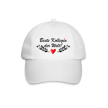 Beste Kollegin der Welt Herz - Baseballkappe - Weiß/Weiß - Vorne