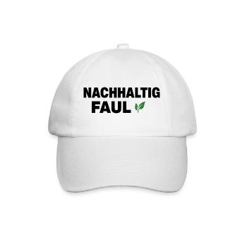 Sustainably lazy – funny saying design - Baseball Cap - white/white - Front