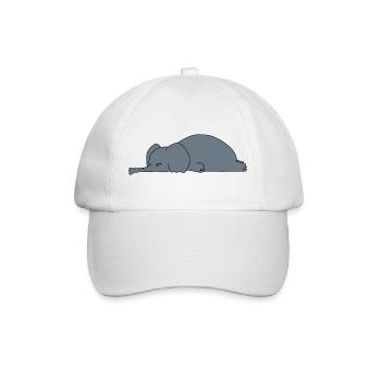 Fauler Elefant Schlaft Lustiger Sarkasmus Tierdesign - Baseballkappe - Weiß/Weiß - Vorne