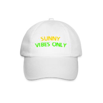 Sunny Vibes Only Typografie T-Shirt - Baseballkappe - Weiß/Weiß - Vorne