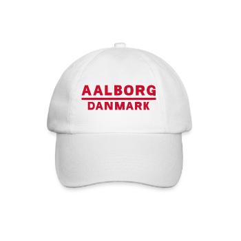 Aalborg Dänemark Rotes Textdesign - Baseballkappe - Weiß/Weiß - Vorne