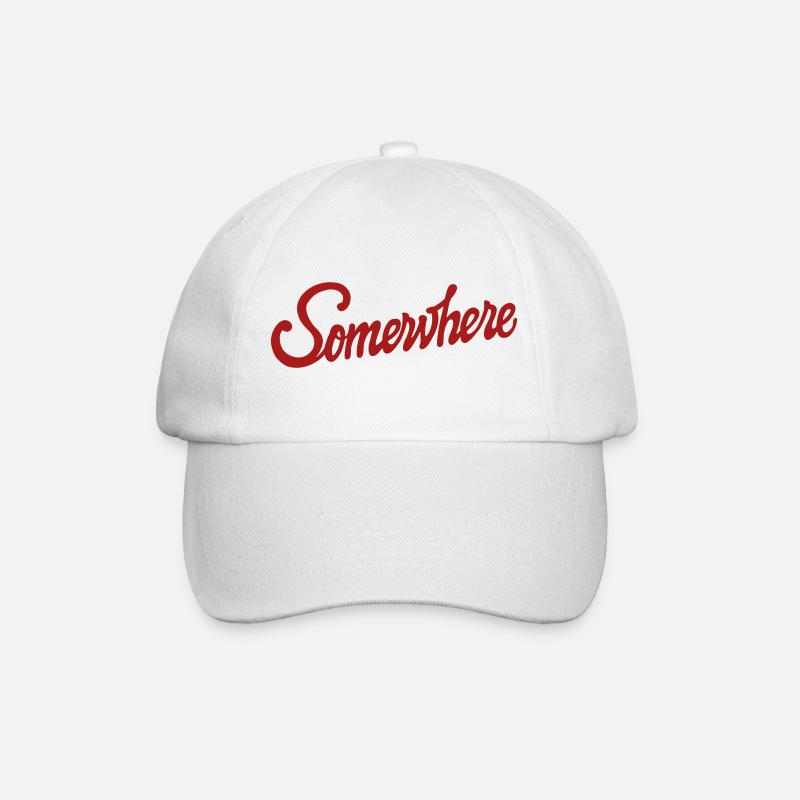 Somewhere Kalligrafie Handlettering Design - Baseballkappe - Weiß/Weiß