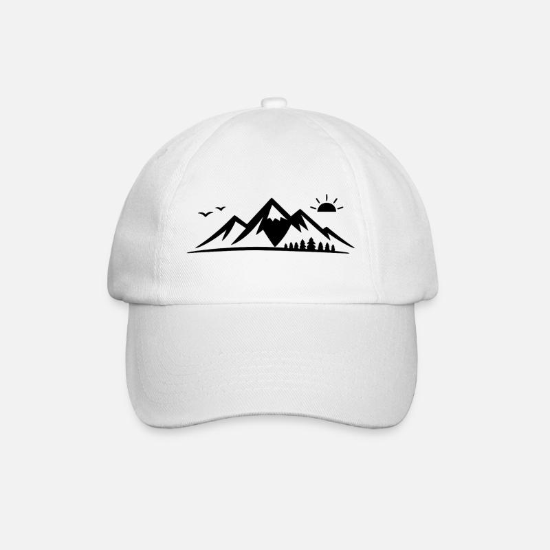 Silhouette de la montagne avec soleil - Casquette classique - blanc/blanc