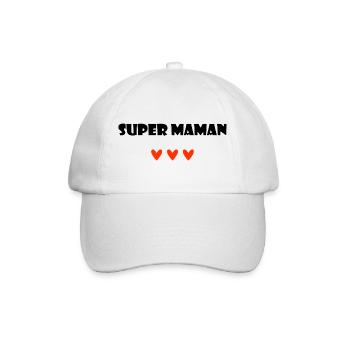 SUPER MAMAN. I LOVE MAMAN. MAMAN. FÊTE DES MÈRES.  - Casquette classique - blanc/blanc - Devant