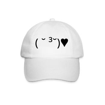 Kuss Emote ( ˘ ³˘)♥ Herz Kaomoji - Baseballkappe - Weiß/Weiß - Vorne