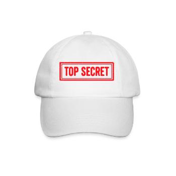 Topgeheimes Grunge-Gummistempel-Vintage-Siegeldesign - Baseballkappe - Weiß/Weiß - Vorne