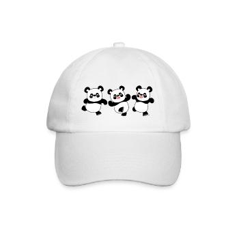 Three Cute Cartoon Pandas by Cheerful Madness!! - Baseball Cap - white/white - Front