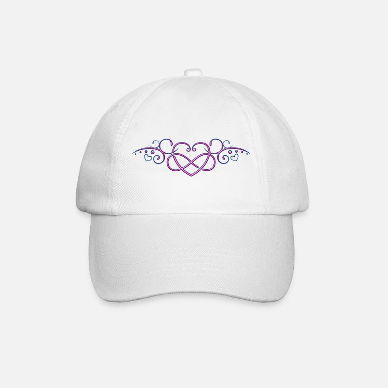 Herzen mit Unendlichkeitszeichen, pink - Baseballkappe - Weiß/Weiß