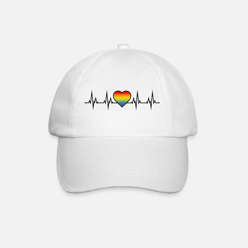 Regenbogen Herzschlag - Baseballkappe - Weiß/Weiß