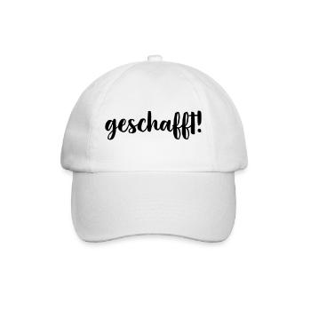 geschafft Ziel erreicht Geschenkidee Prfung Abi - Baseballkappe - Weiß/Weiß - Vorne