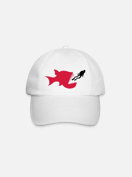 monster taucher tiefsee fisch gefaehrlich zaehne h - Baseballkappe - Weiß/Weiß