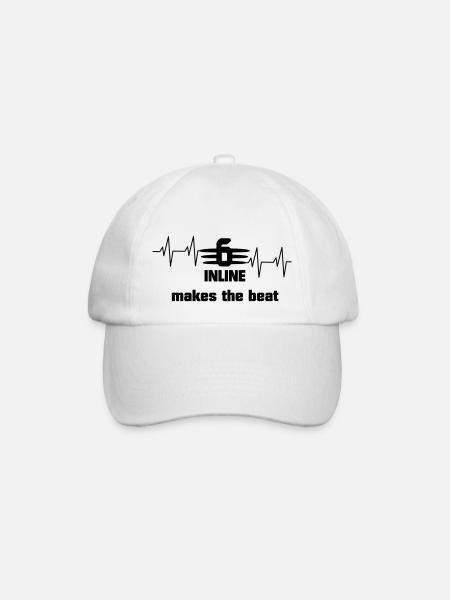 6 big heartbeat text3 - Baseball Cap - white/white