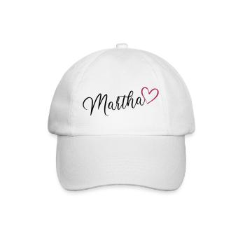 Martha surname first name maiden name with heart - Baseball Cap - white/white - Front