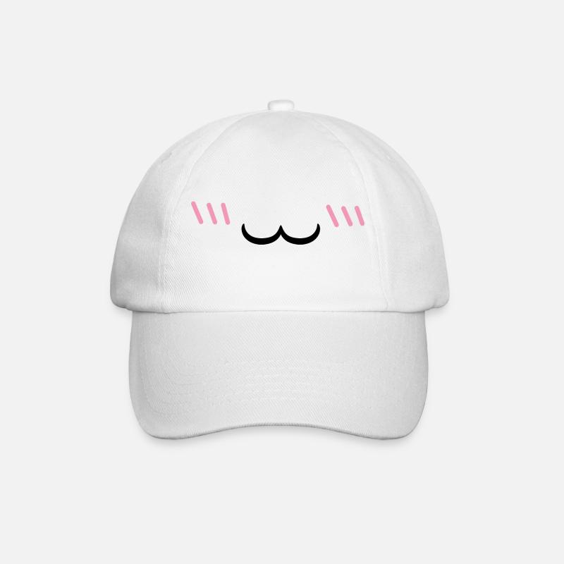 00253 Mund uwu Katze rot - Baseballkappe - Weiß/Weiß