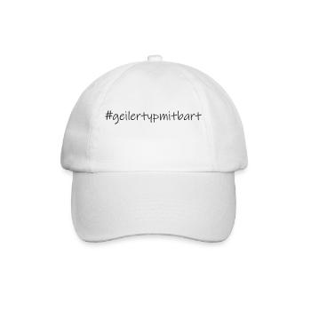 #geilertypmitbart (D00108) - Baseballkappe - Weiß/Weiß - Vorne