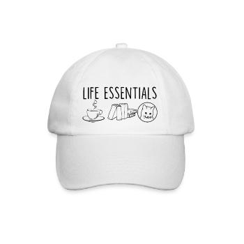 Life Essentials KaffeeBücher Katze - Baseballkappe - Weiß/Weiß - Vorne