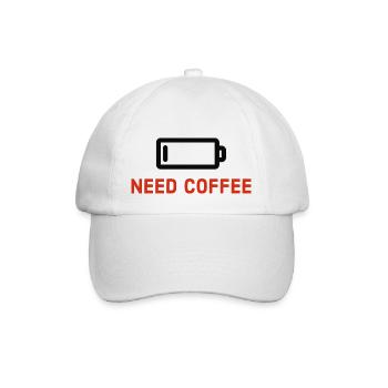 Need Coffee - Baseballkappe - Weiß/Weiß - Vorne