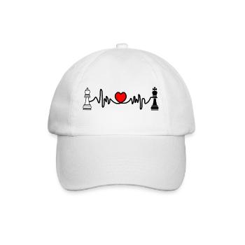 Schach Cardio König schwarz und Dame weiß - Baseballkappe - Weiß/Weiß - Vorne